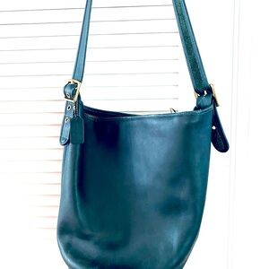 Bottle Green XL Vintage Coach Duffle Weekender Travel Feed Sac 9085